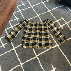 Cloth & Stone Plaid Off the Shoulder Top